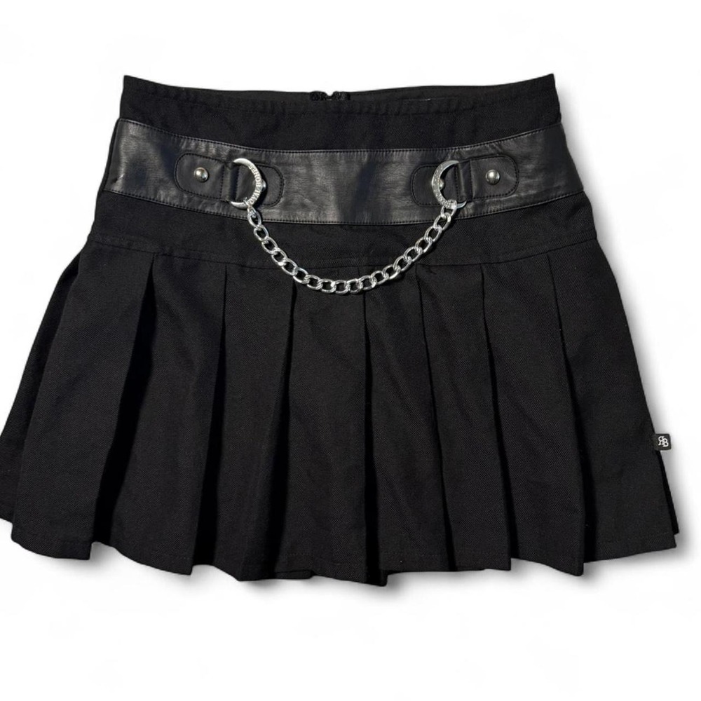 Royal Bones Daang Goodman Mall Goth Cyber Punk Chain Pleated Micro Mini Skirt XS